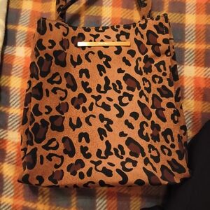 Nine West Leopard-Print Tote in Brown and Black Canvas